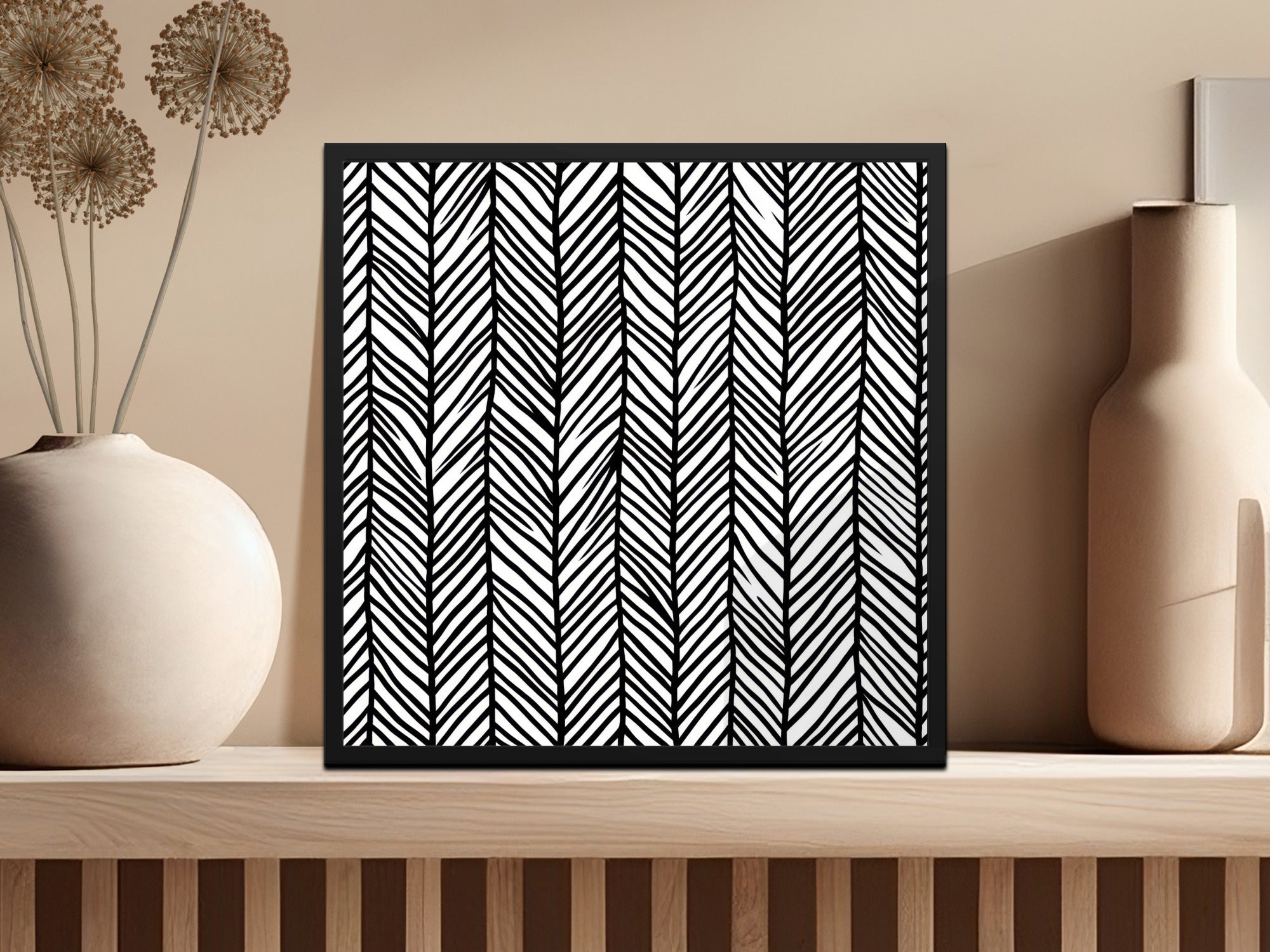 Black and White Abstract Doodle Geometric Digital Pattern, Seamless Design, Herringbone Doodle - Moore and Mountain