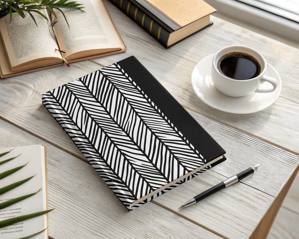 Black and White Abstract Doodle Geometric Digital Pattern, Seamless Design, Herringbone Doodle - Moore and Mountain