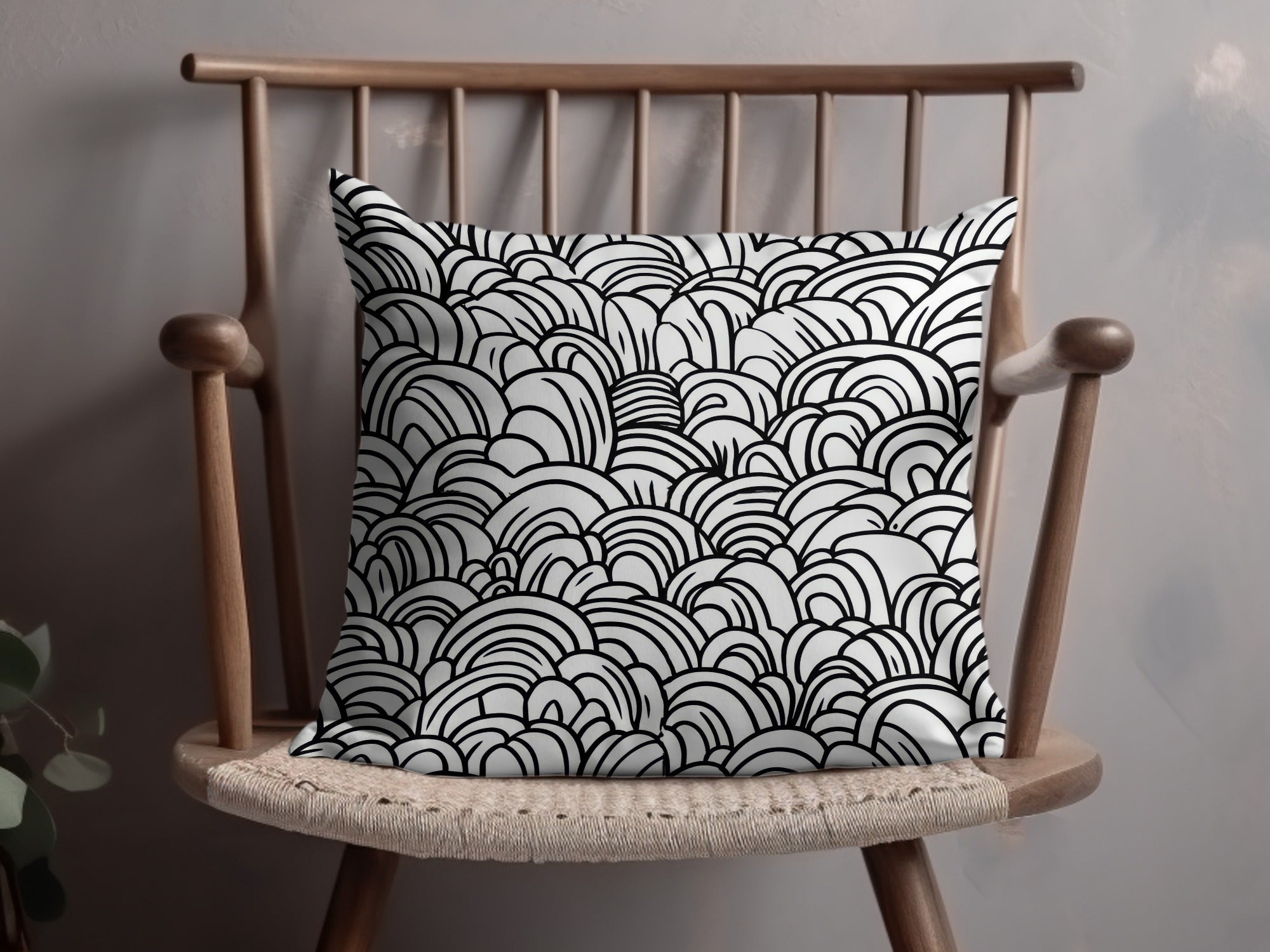 Black and White Abstract Doodle, Geometric Hills Digital Download, Modern Pattern, Seamless - Moore and Mountain