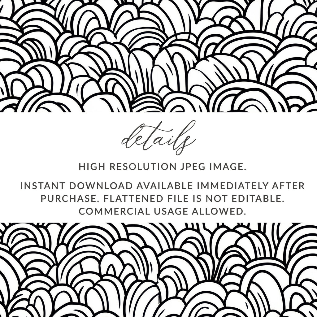 Black and White Abstract Doodle, Geometric Hills Digital Download, Modern Pattern, Seamless - Moore and Mountain