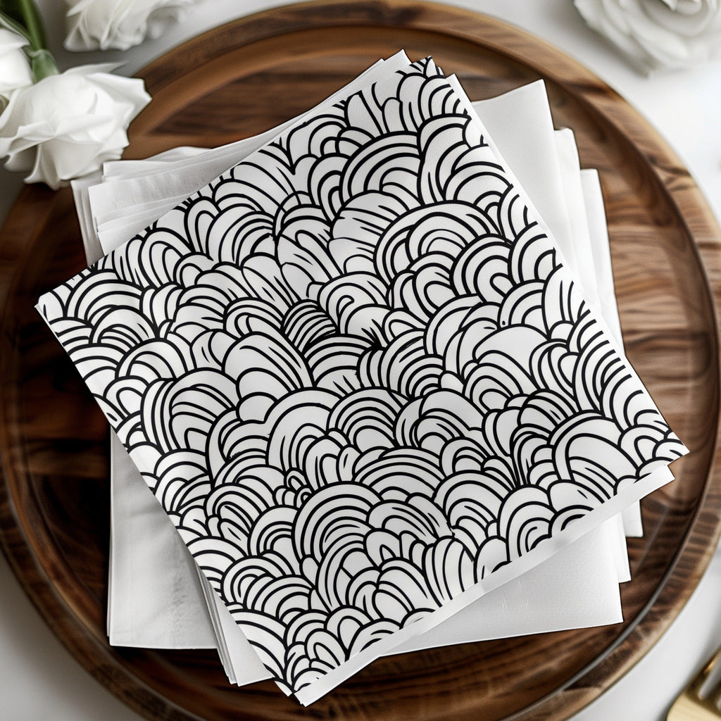 Black and White Abstract Doodle, Geometric Hills Digital Download, Modern Pattern, Seamless - Moore and Mountain