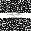 Black and White Abstract Doodle Heart Digital Paper, Cute Black Hearts Seamless Pattern - Moore and Mountain