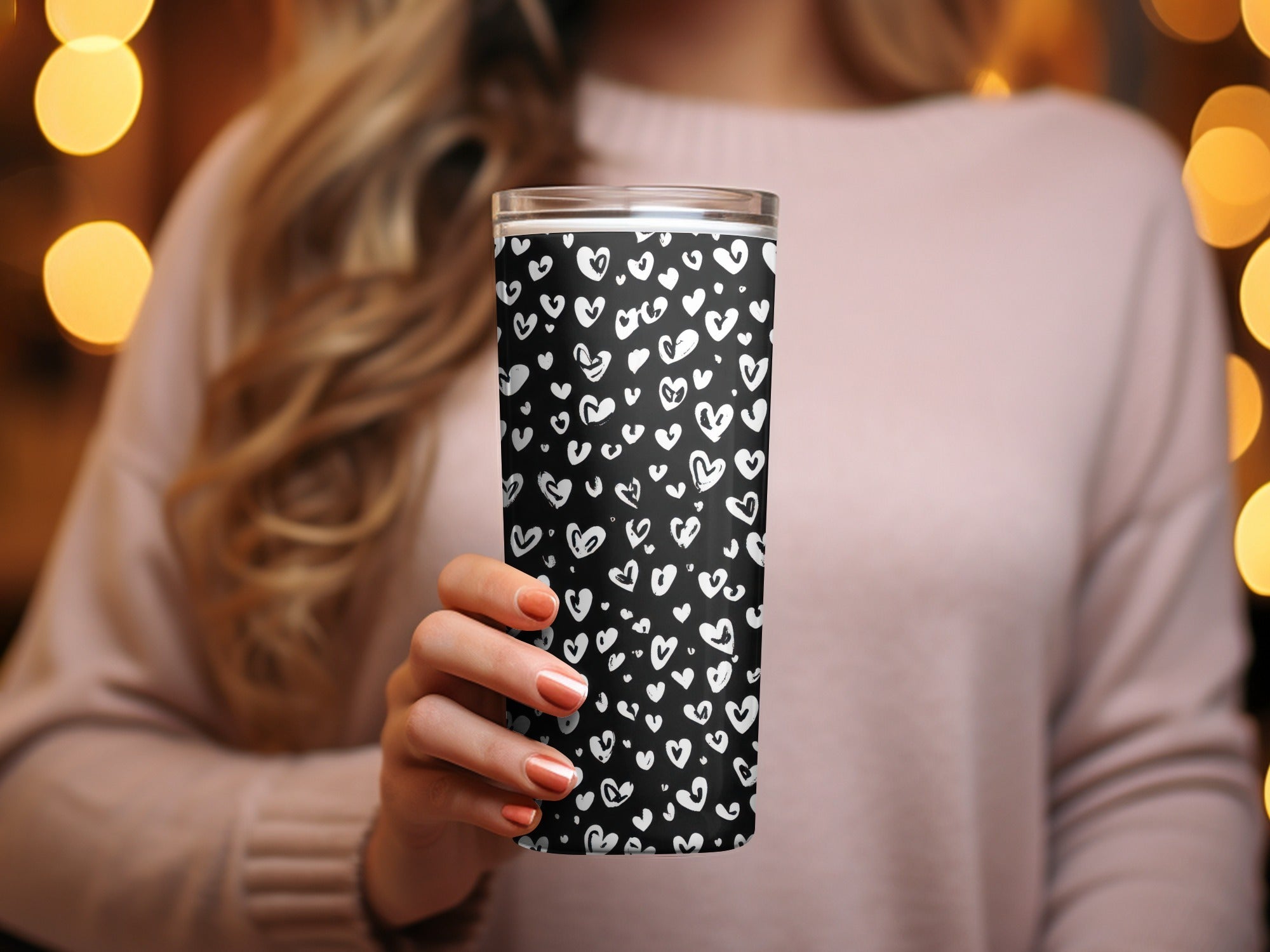 Black and White Abstract Doodle Heart Digital Paper, Cute Black Hearts Seamless Pattern - Moore and Mountain