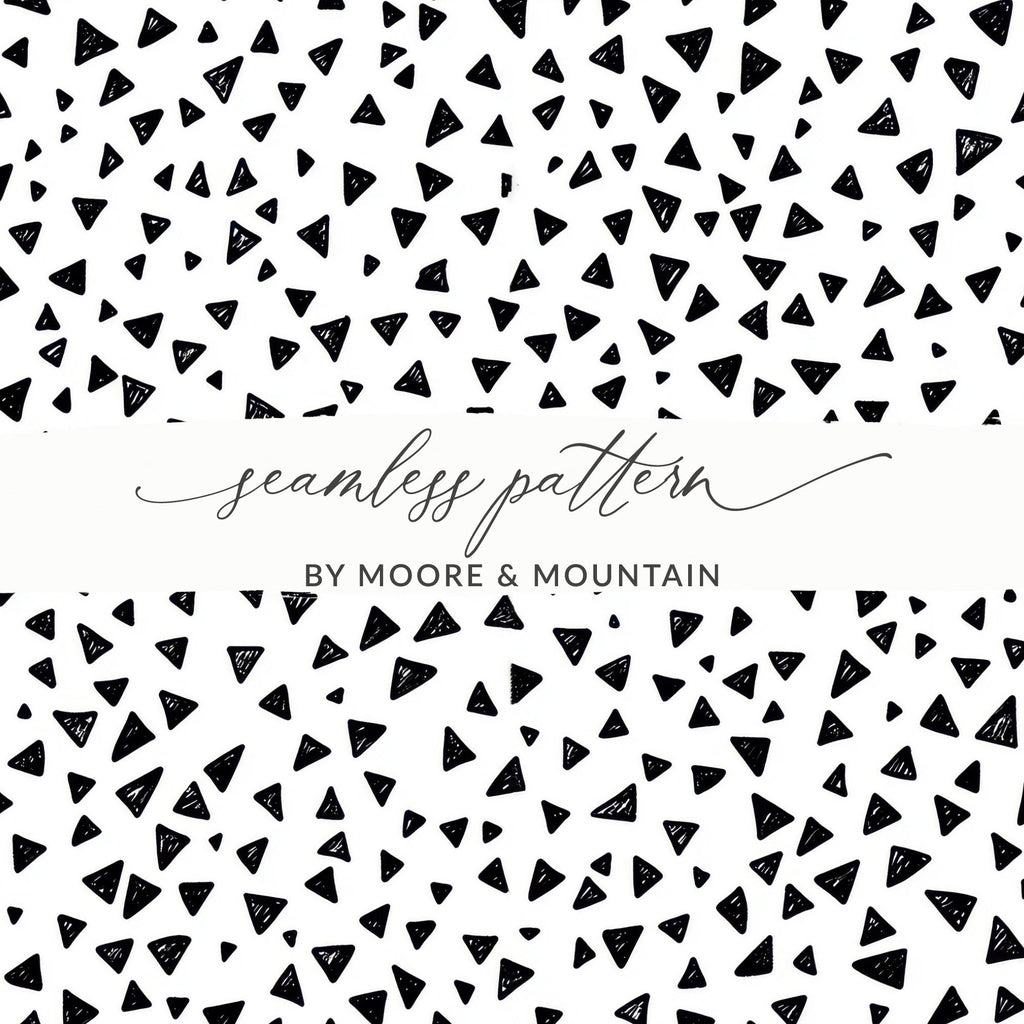 Black and White Abstract Triangles Doodle Pattern Texture, Modern Background, Scrapbook Paper, Printable Pattern - Moore and Mountain
