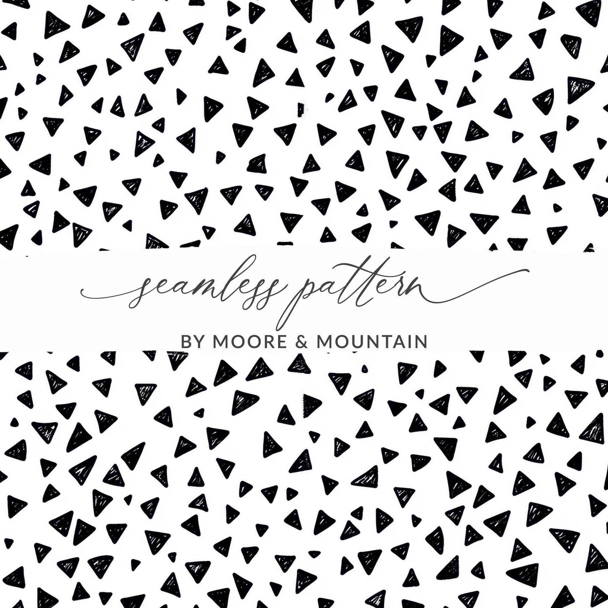 Black and White Abstract Triangles Doodle Pattern Texture, Modern Background, Scrapbook Paper, Printable Pattern - Moore and Mountain