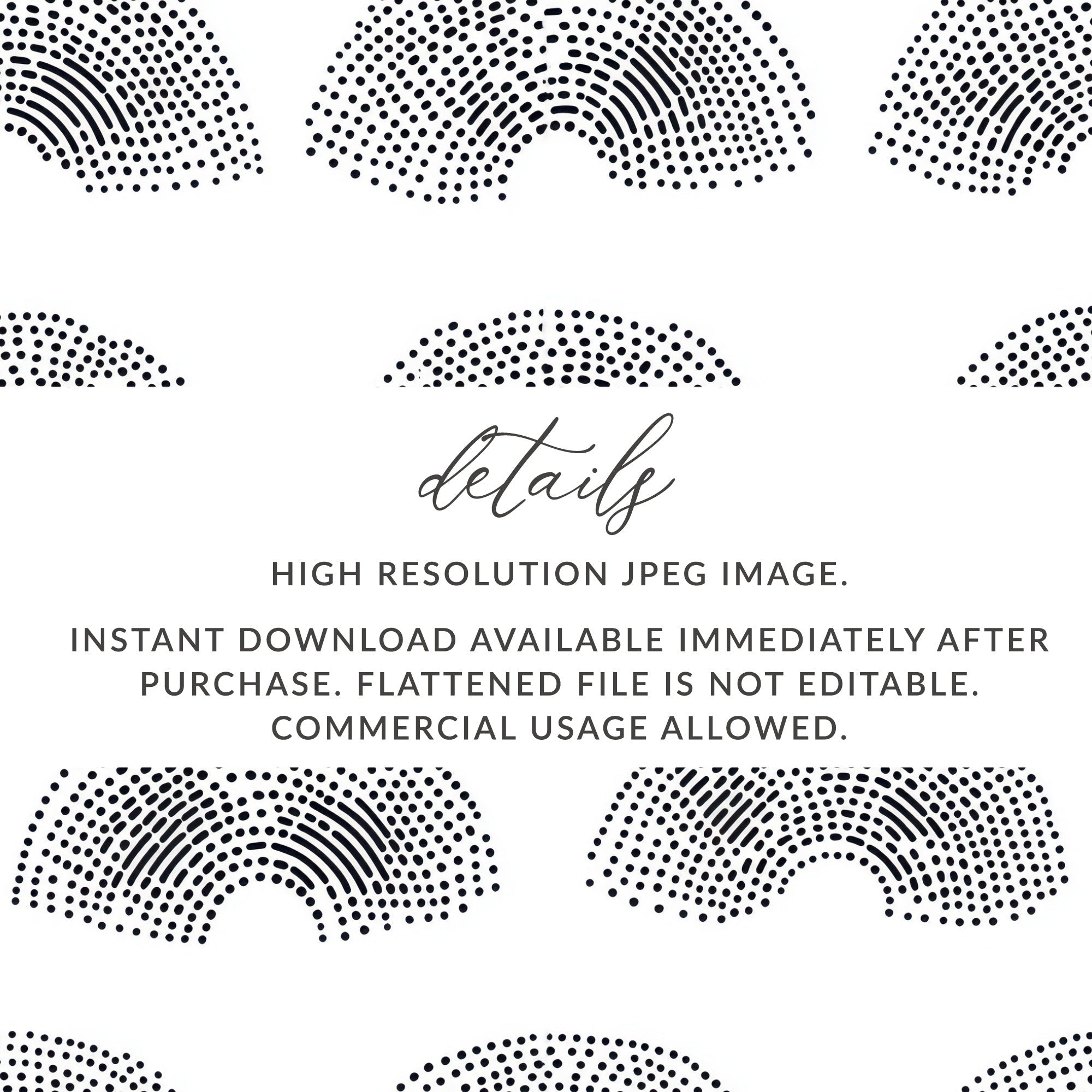 Black and White Geometric Dotted Rainbows Seamless Pattern - Moore and Mountain