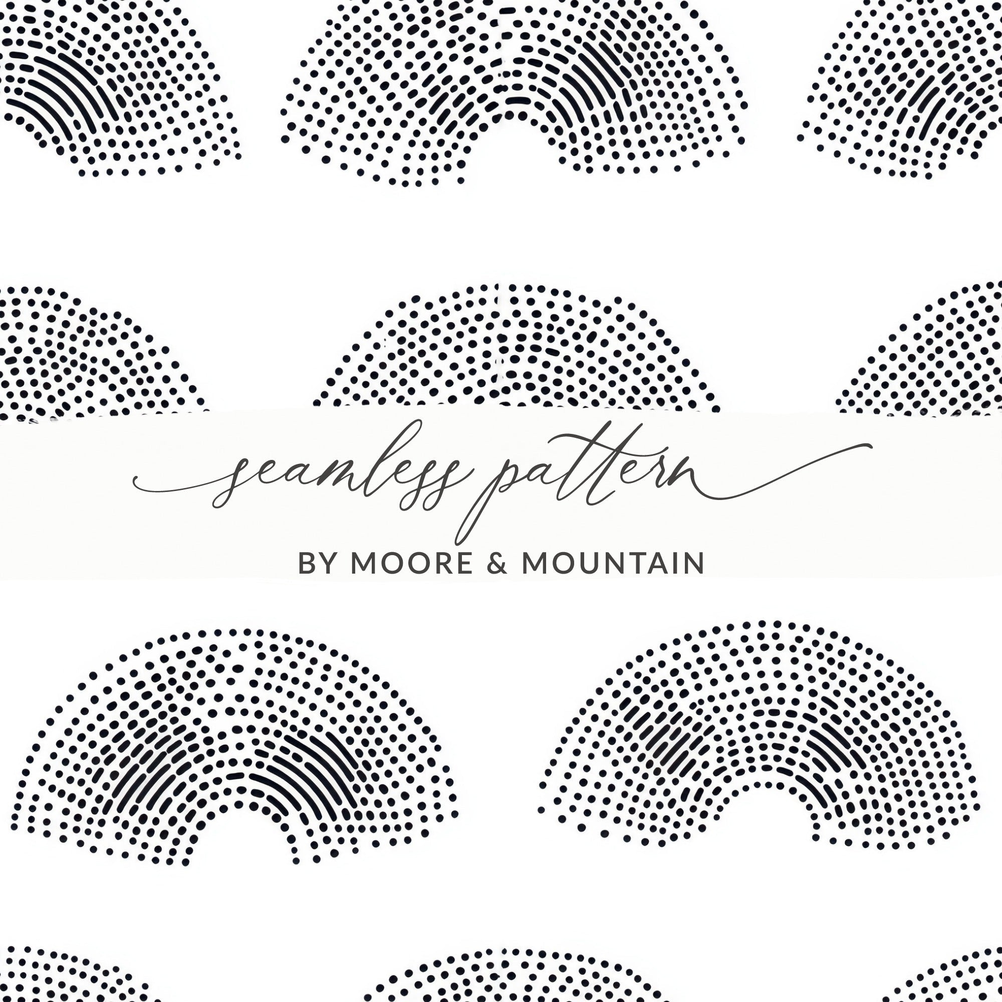 Black and White Geometric Dotted Rainbows Seamless Pattern - Moore and Mountain