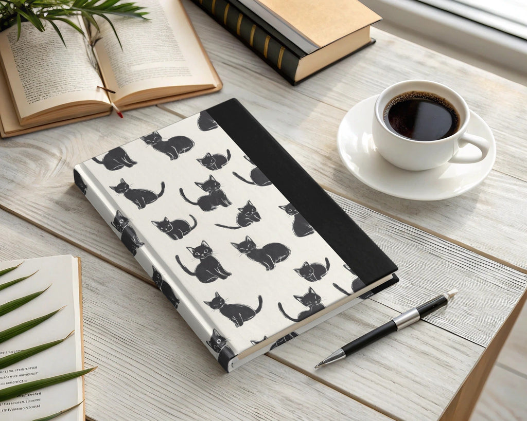 Black Cat Digital Paper, Kitten Seamless Pattern, Cute Animal Illustration, Digital Backgrounds, Scrapbooking, Crafts, Fabric, Commercial - Moore and Mountain