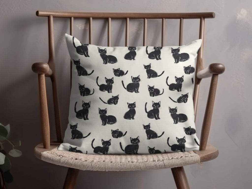 Black Cat Digital Paper, Kitten Seamless Pattern, Cute Animal Illustration, Digital Backgrounds, Scrapbooking, Crafts, Fabric, Commercial - Moore and Mountain