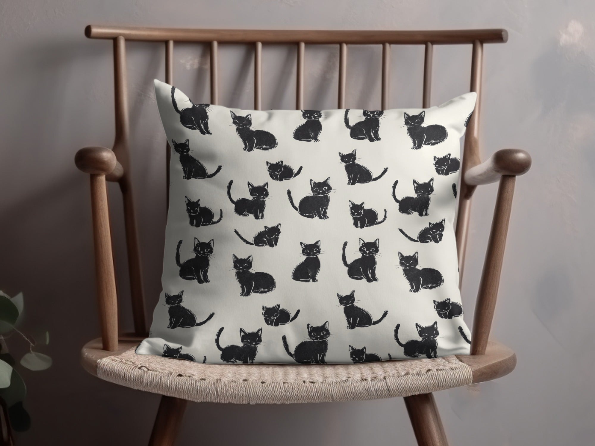 Black Cat Digital Paper, Kitten Seamless Pattern, Cute Animal Illustration, Digital Backgrounds, Scrapbooking, Crafts, Fabric, Commercial - Moore and Mountain