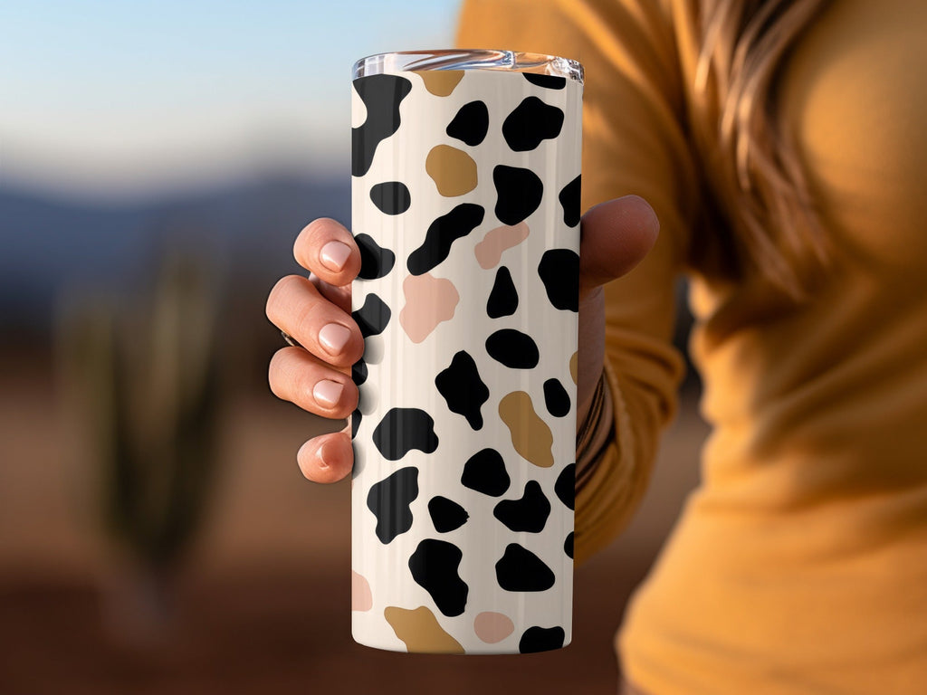 Black, Tan, Blush Cow Print Digital Paper, Neutral Aesthetic Pattern, Seamless Animal Print, Farmhouse Decor, Abstract Digital Download - Moore and Mountain