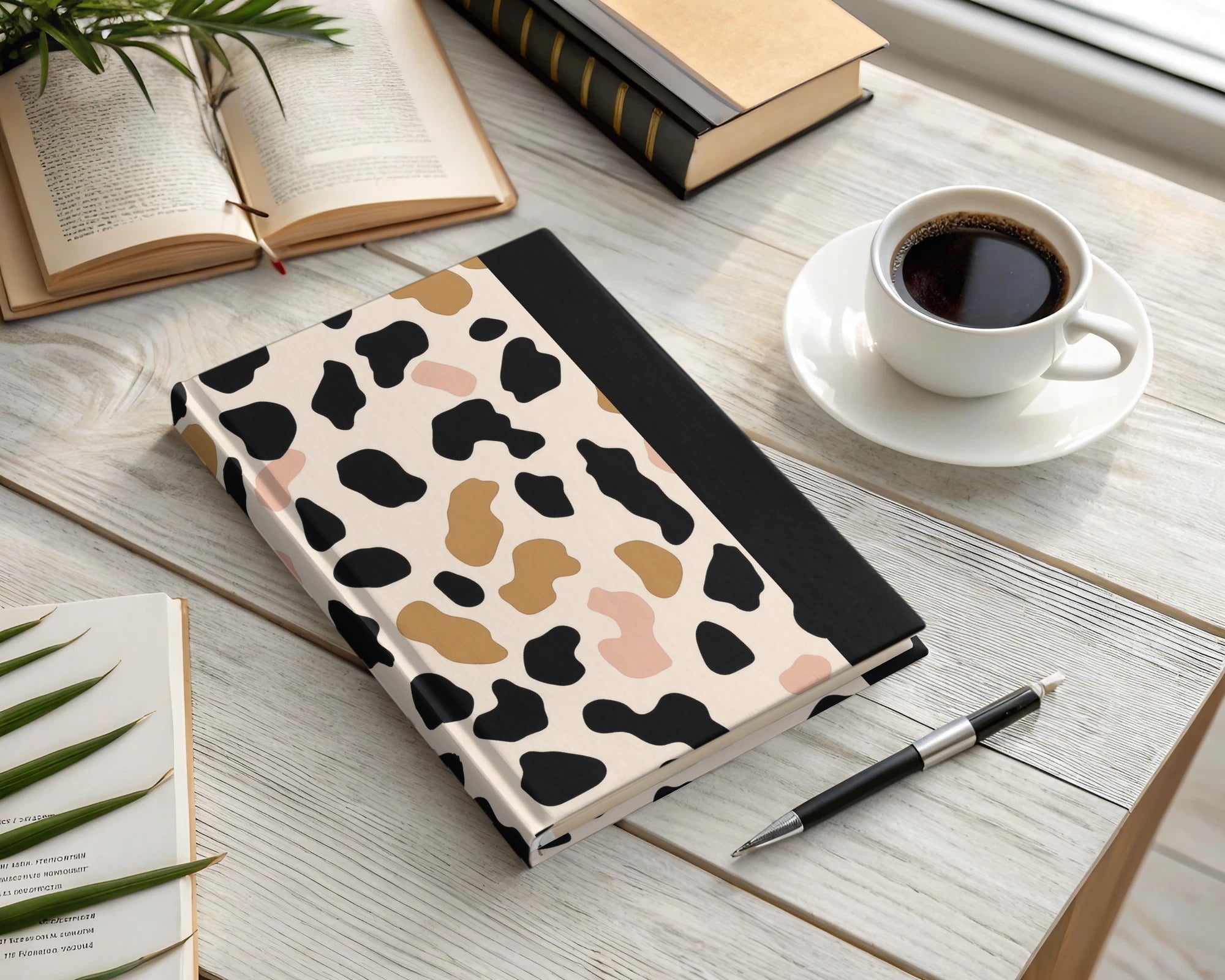 Black, Tan, Blush Cow Print Digital Paper, Neutral Aesthetic Pattern, Seamless Animal Print, Farmhouse Decor, Abstract Digital Download - Moore and Mountain