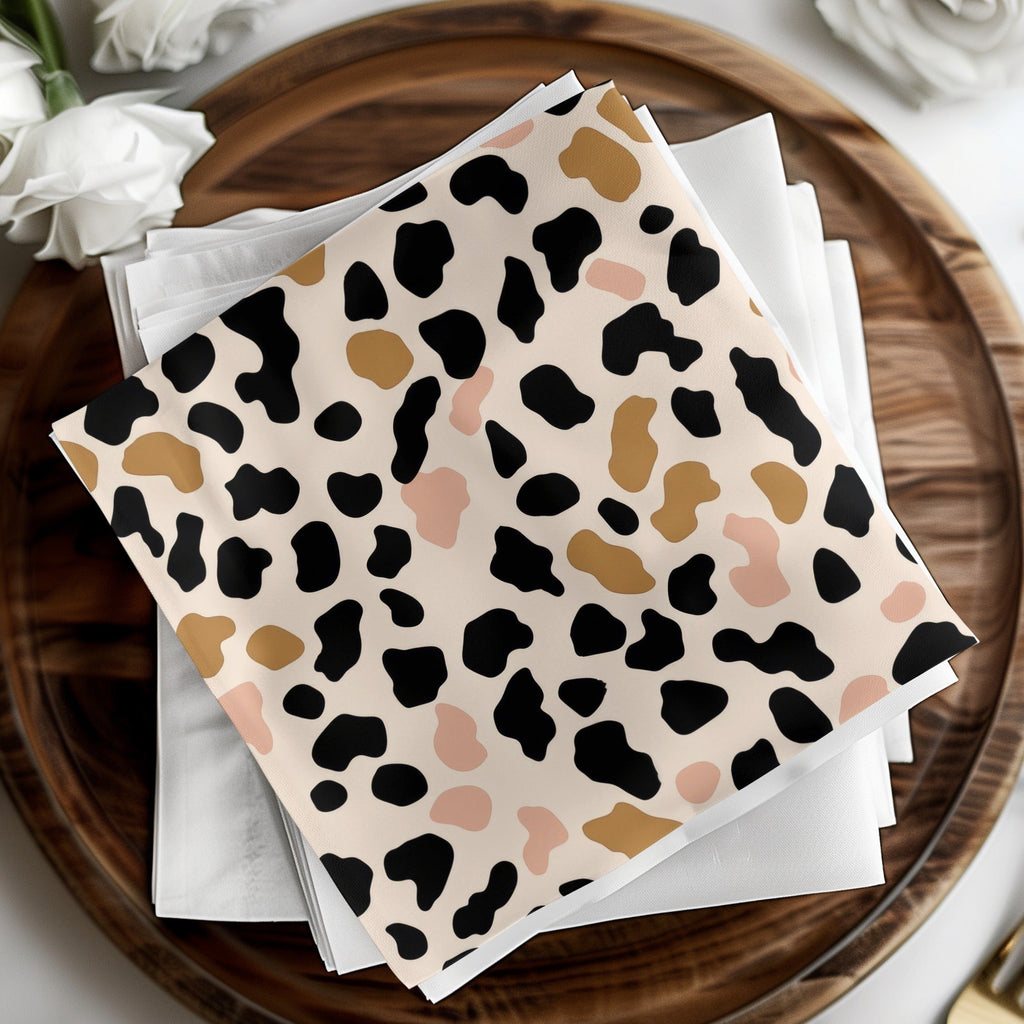 Black, Tan, Blush Cow Print Digital Paper, Neutral Aesthetic Pattern, Seamless Animal Print, Farmhouse Decor, Abstract Digital Download - Moore and Mountain