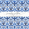 Blue and White Floral Pattern Seamless Vector Background Digital - Moore and Mountain