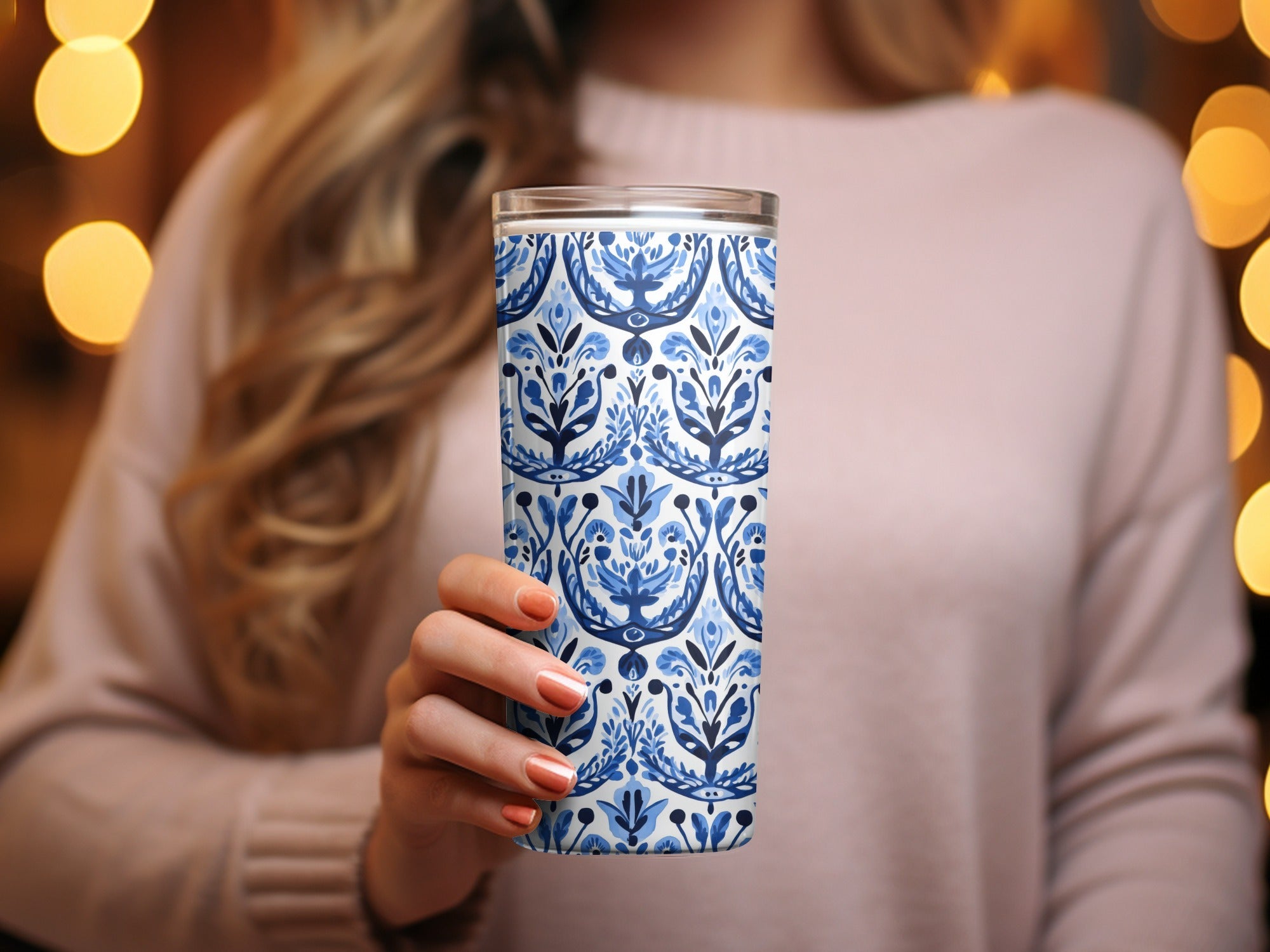 Blue and White Floral Pattern Seamless Vector Background Digital - Moore and Mountain