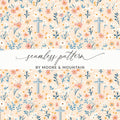 Blue Cross Floral Digital Paper, Spring Flowers Seamless Pattern, Easter Design, Religious Fabric Print, Christian Background - Moore and Mountain