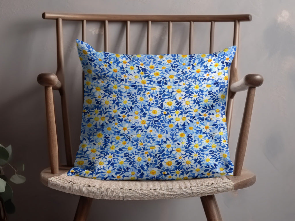 Blue Ditsy Daisy Floral Digital Paper, Watercolor Flower Pattern, Spring Background, Seamless Fabric Design, Scrapbooking Paper - Moore and Mountain