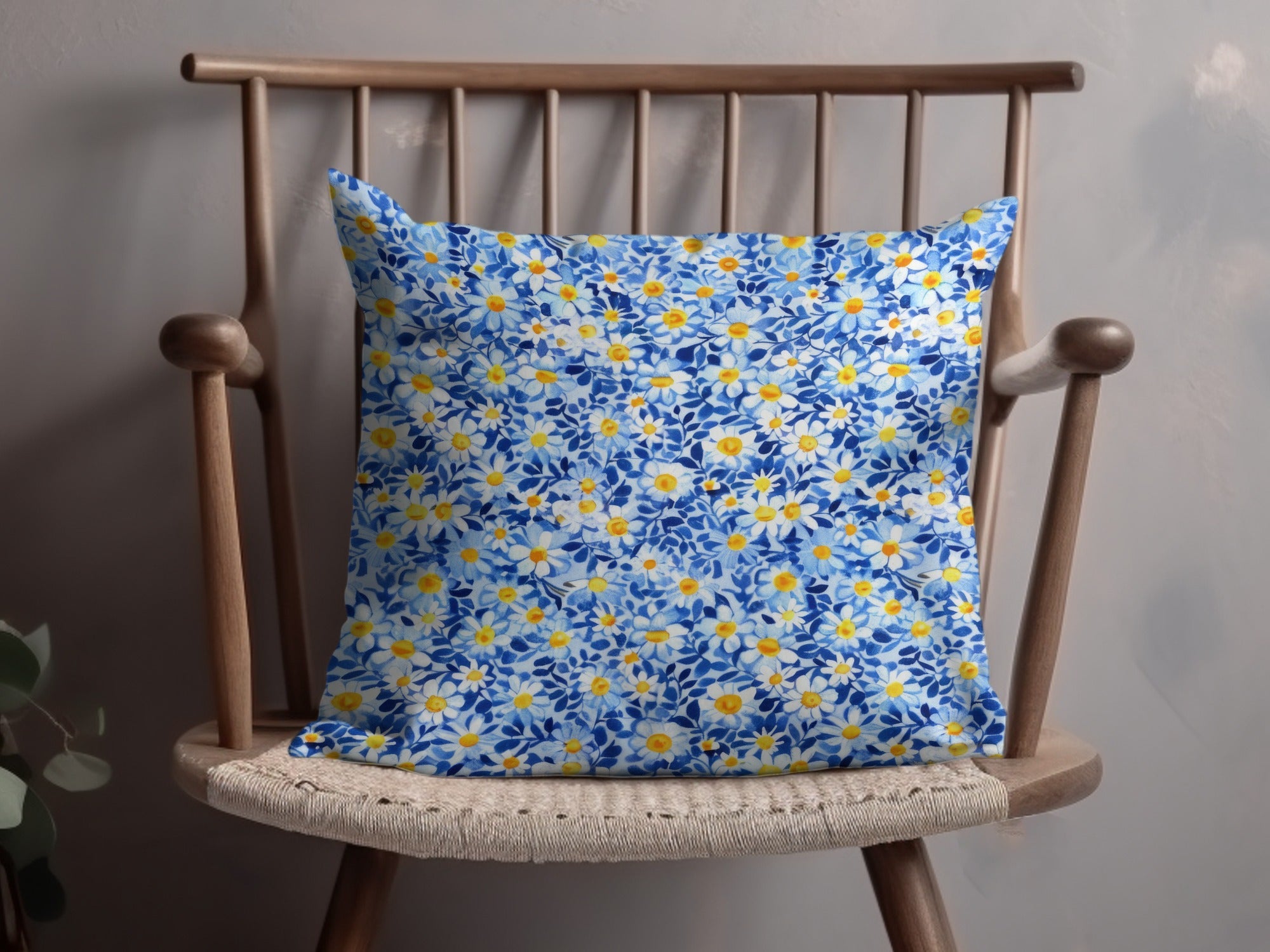 Blue Ditsy Daisy Floral Digital Paper, Watercolor Flower Pattern, Spring Background, Seamless Fabric Design, Scrapbooking Paper - Moore and Mountain