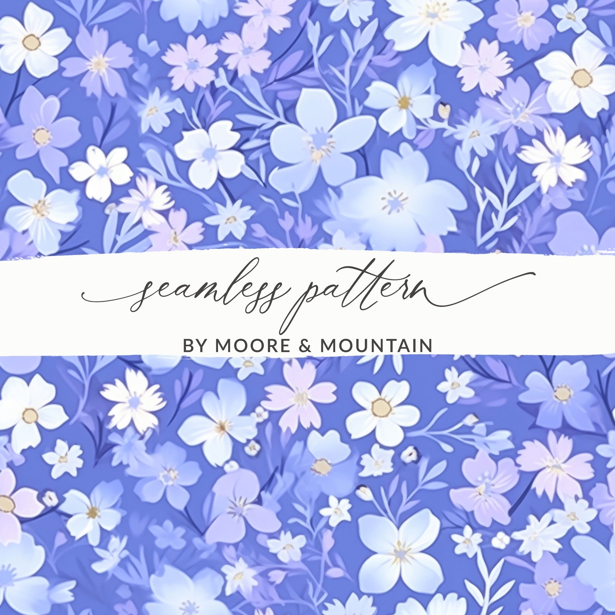 Blue Ditsy Floral Seamless Pattern Background - Moore and Mountain