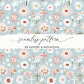Blue Floral Cross Digital Paper, Spring Flower Pattern, Religious Seamless Design, Easter Illustration, Pastel Print, Baptism, Digital File - Moore and Mountain