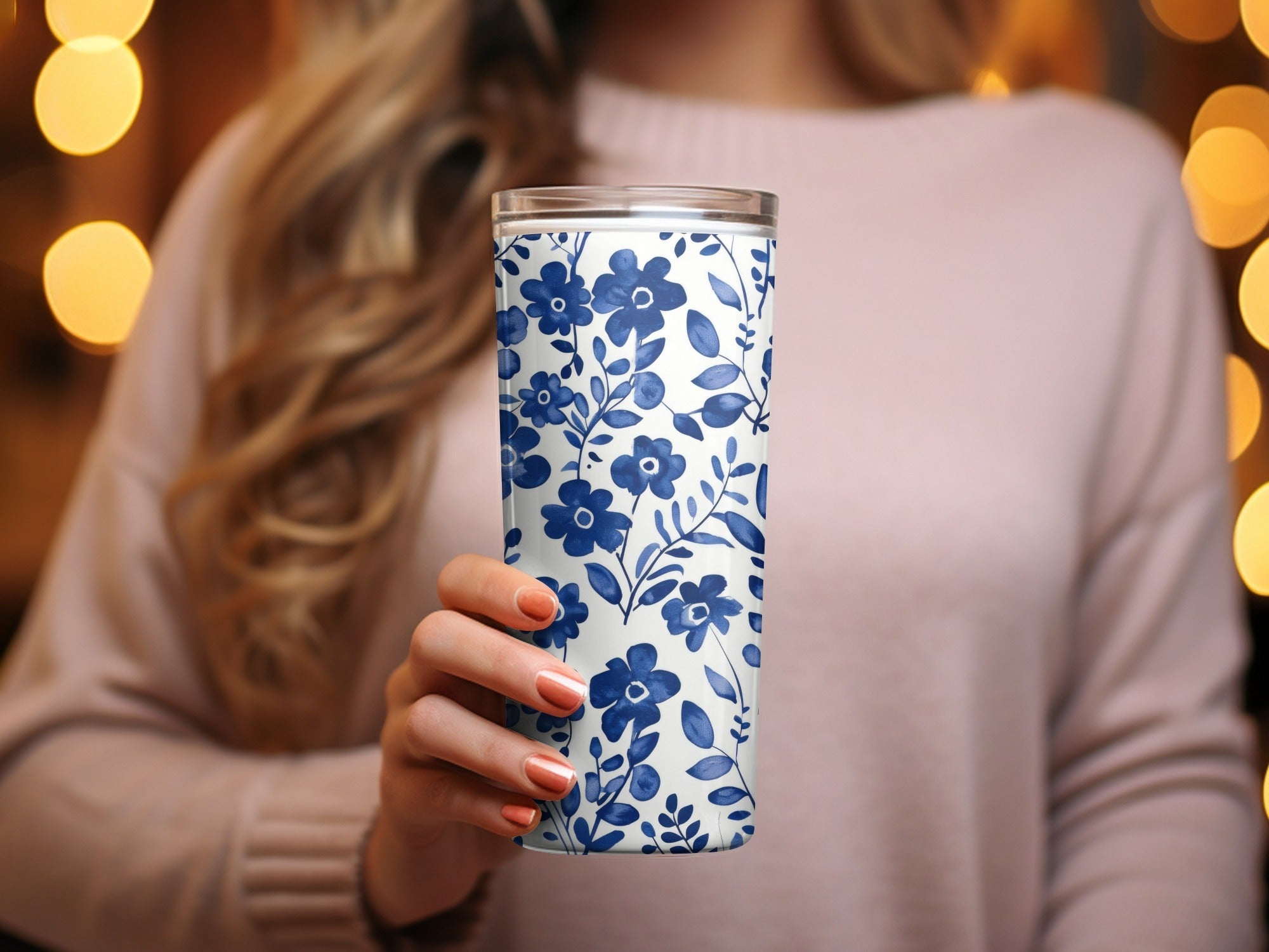 Blue Floral Pattern Digital Paper, Watercolor Flower Print, Seamless Background, Scrapbook Paper, Fabric Design, Printable Patterns - Moore and Mountain