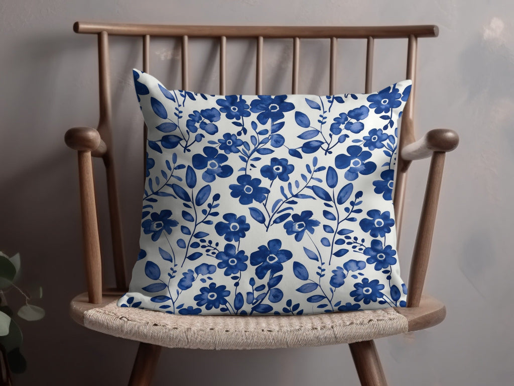 Blue Floral Pattern Digital Paper, Watercolor Flower Print, Seamless Background, Scrapbook Paper, Fabric Design, Printable Patterns - Moore and Mountain