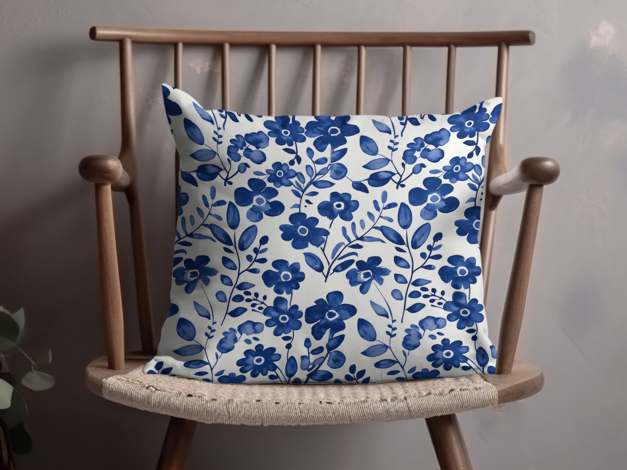 Blue Floral Pattern Digital Paper, Watercolor Flower Print, Seamless Background, Scrapbook Paper, Fabric Design, Printable Patterns - Moore and Mountain