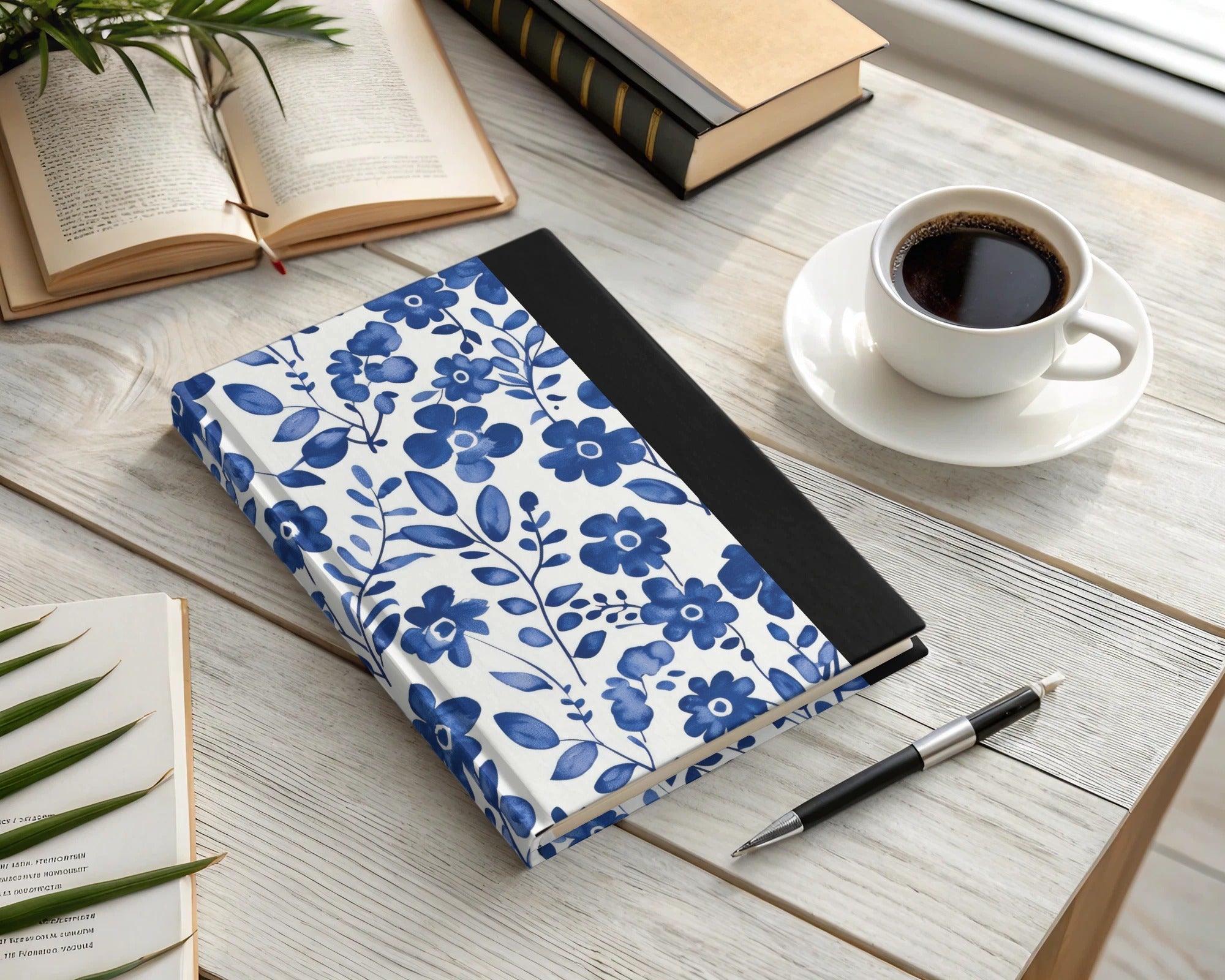 Blue Floral Pattern Digital Paper, Watercolor Flower Print, Seamless Background, Scrapbook Paper, Fabric Design, Printable Patterns - Moore and Mountain