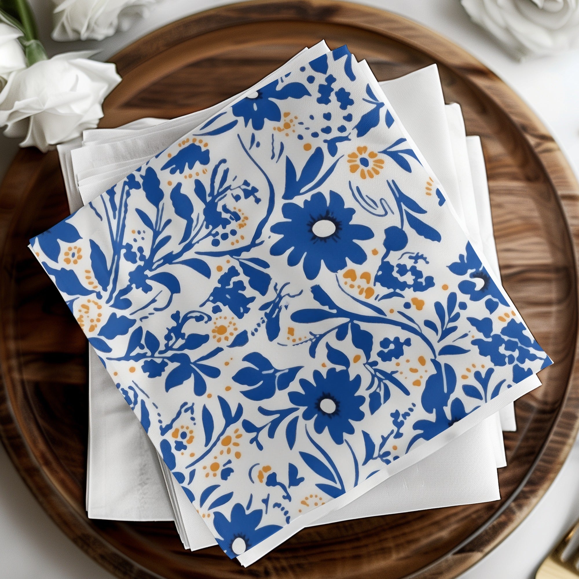 Blue Flower Chinoiserie Pattern Seamless Blue Toile Modern Pattern - Moore and Mountain