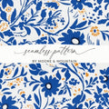 Blue Flower Chinoiserie Pattern Seamless Blue Toile Modern Pattern - Moore and Mountain