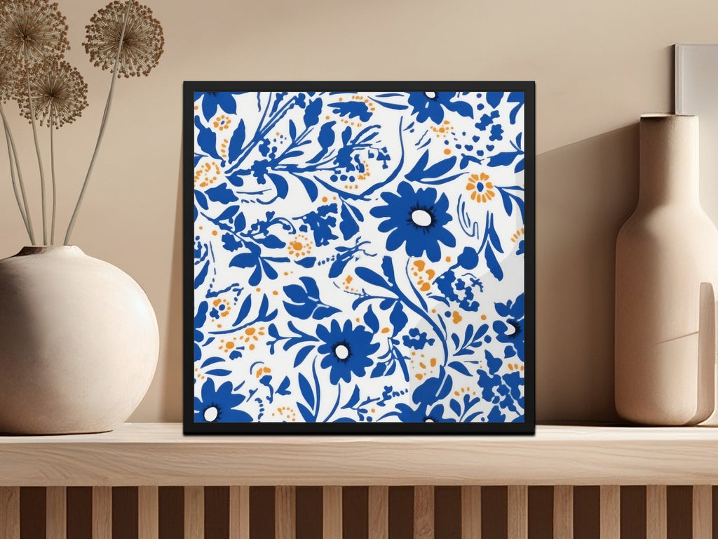 Blue Flower Chinoiserie Pattern Seamless Blue Toile Modern Pattern - Moore and Mountain