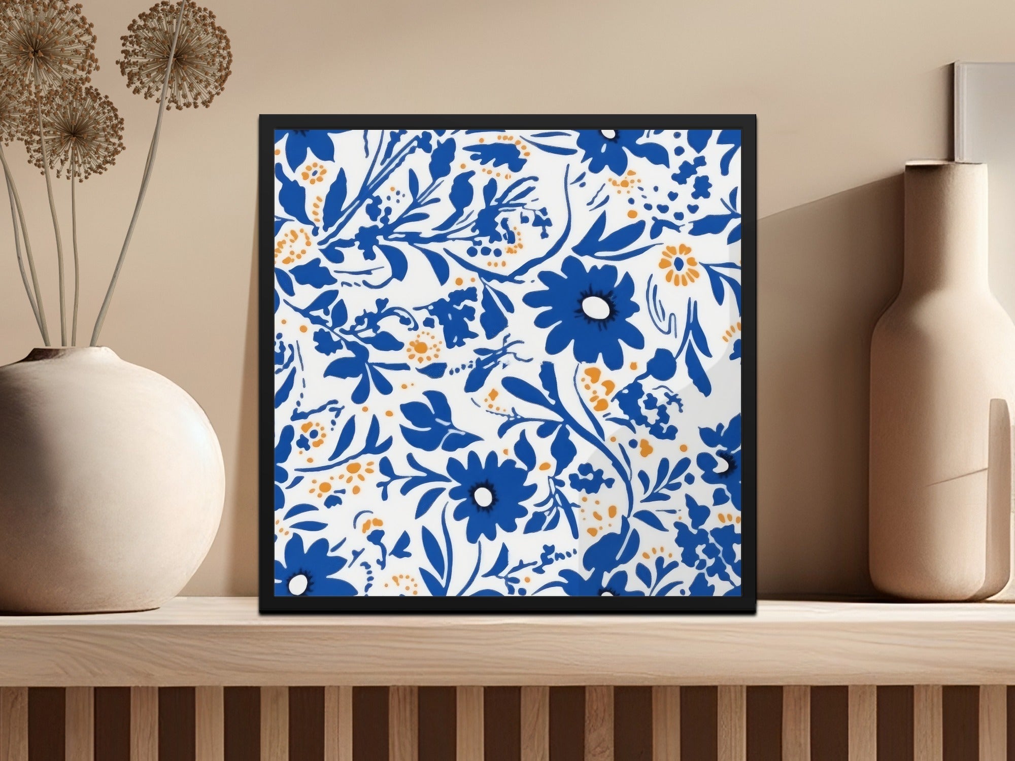 Blue Flower Chinoiserie Pattern Seamless Blue Toile Modern Pattern - Moore and Mountain