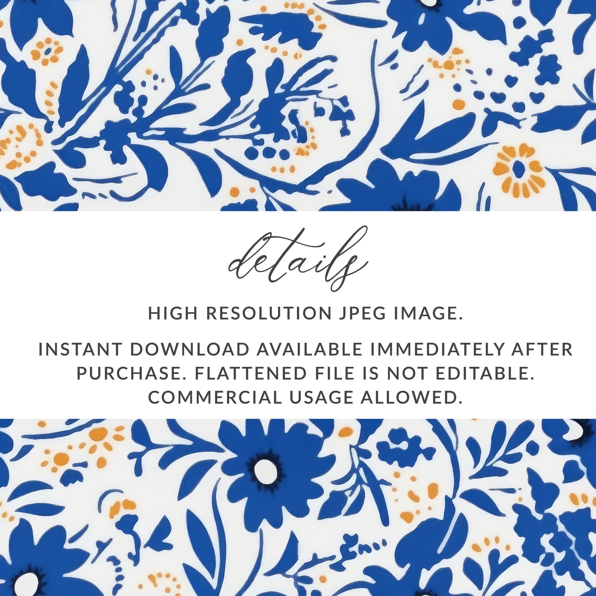 Blue Flower Chinoiserie Pattern Seamless Blue Toile Modern Pattern - Moore and Mountain