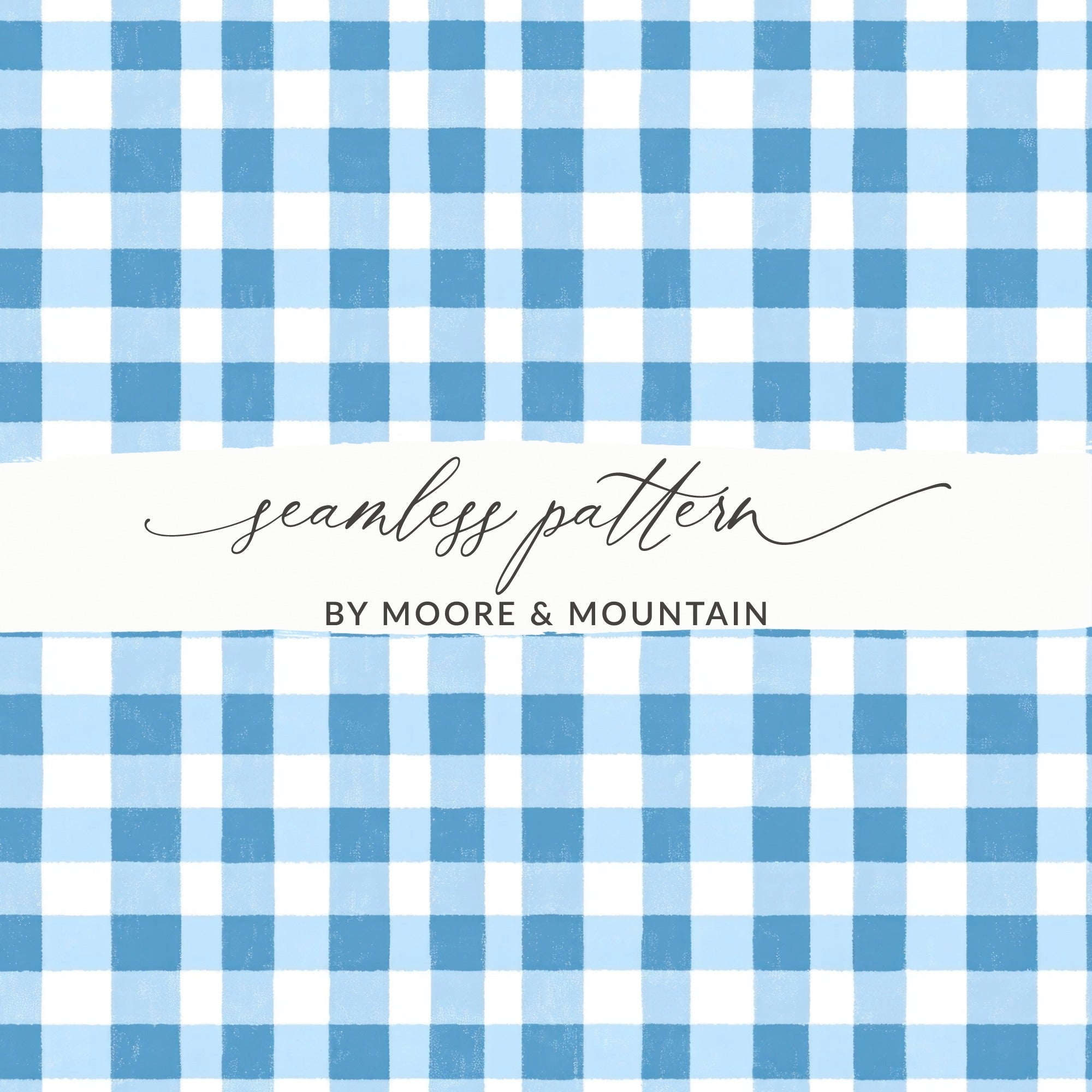 Blue Gingham Digital Paper, Seamless Checkered Pattern, Rustic Background, Scrapbooking Paper, Fabric Design, Cottagecore, Digital Product - Moore and Mountain