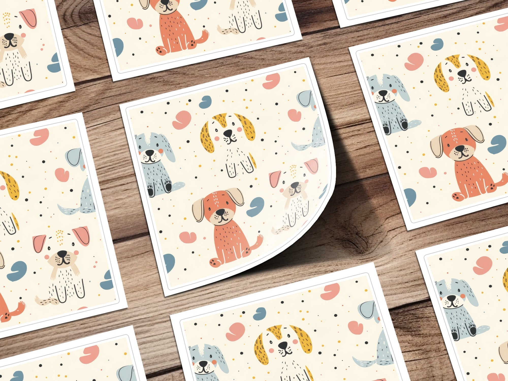 Blue Puppy Pattern, Digital Paper Pack, Pastel Dog Seamless Pattern, Beige Nursery Decor, Cute Animal Digital, Kids Room Decor, Scrapbooking - Moore and Mountain