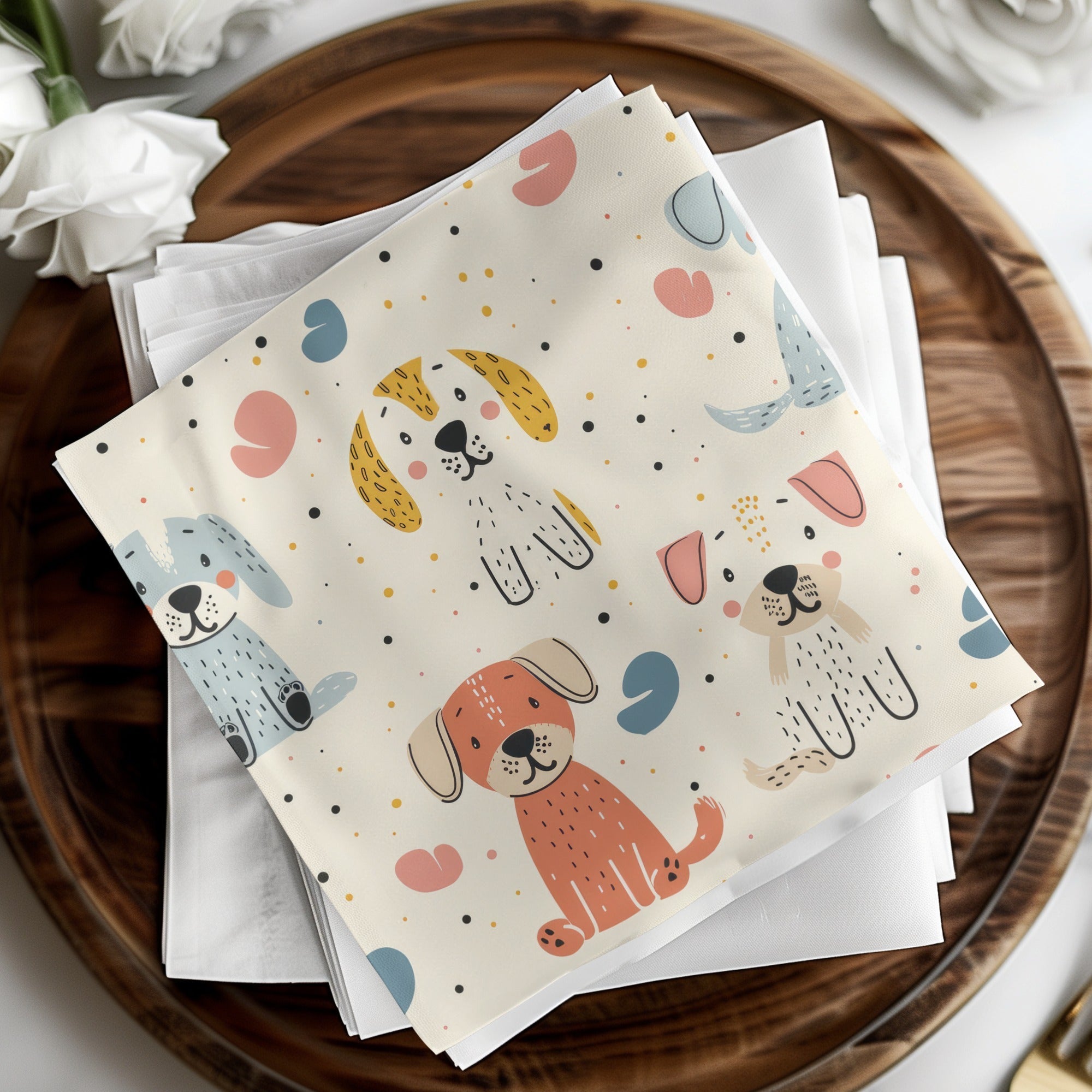 Blue Puppy Pattern, Digital Paper Pack, Pastel Dog Seamless Pattern, Beige Nursery Decor, Cute Animal Digital, Kids Room Decor, Scrapbooking - Moore and Mountain