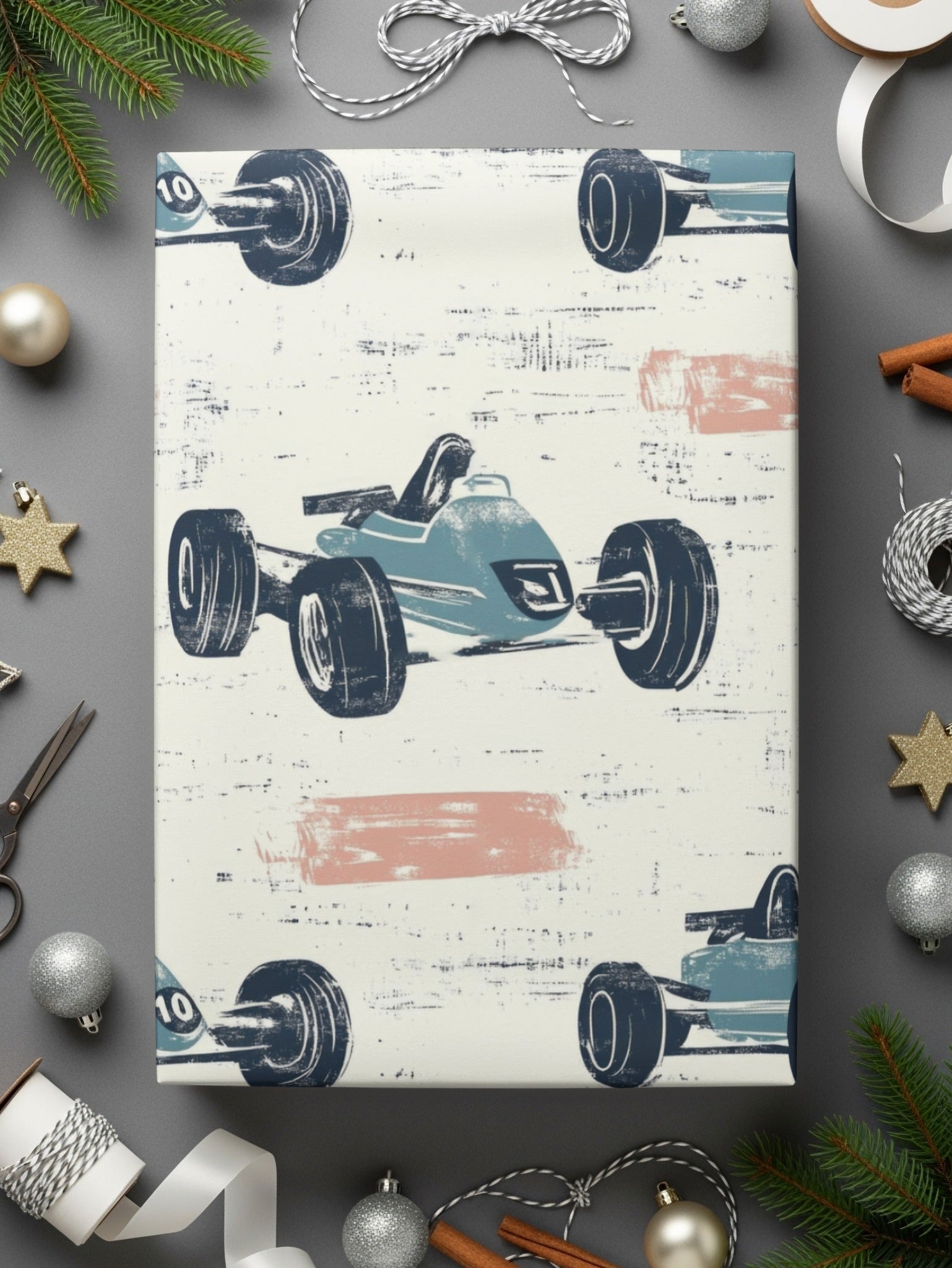 Blue Race Car Digital Paper, Pattern for Boys, Digital Download, Scrapbooking Paper, Kids Room Decor, Car Print, Vehicle Pattern - Moore and Mountain