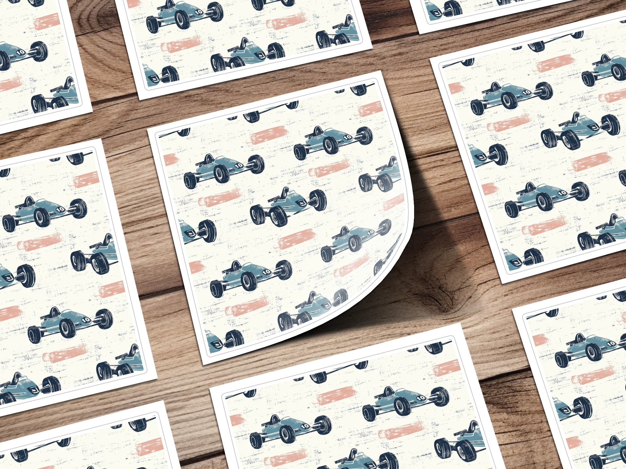 Blue Race Car Digital Paper, Pattern for Boys, Digital Download, Scrapbooking Paper, Kids Room Decor, Car Print, Vehicle Pattern - Moore and Mountain