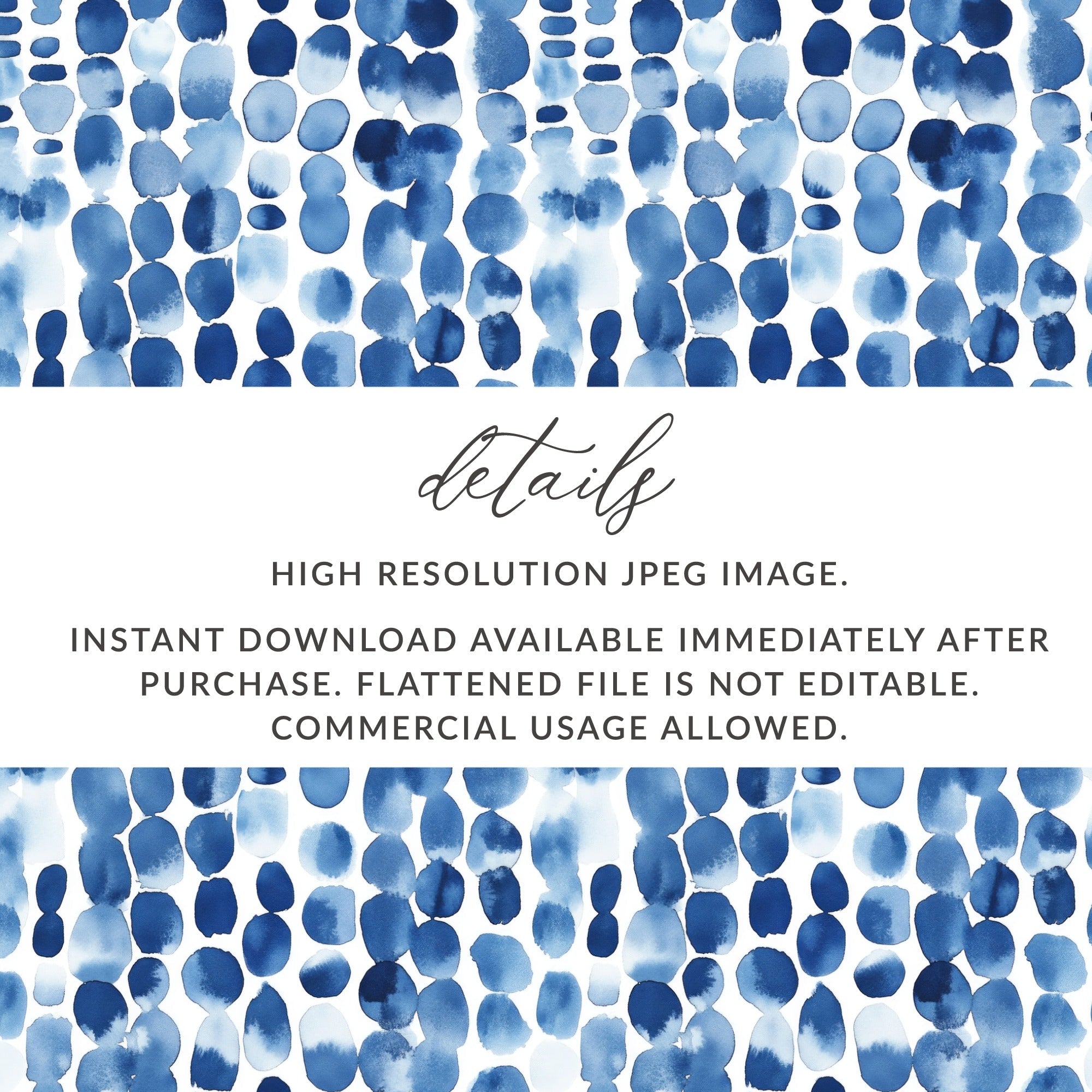 Blue Shibori Indigo Ink, Seamless Watercolor Geometric Pattern, Digital Paper, Fabric Design, Scrapbooking, Backgrounds, Graphic Design - Moore and Mountain