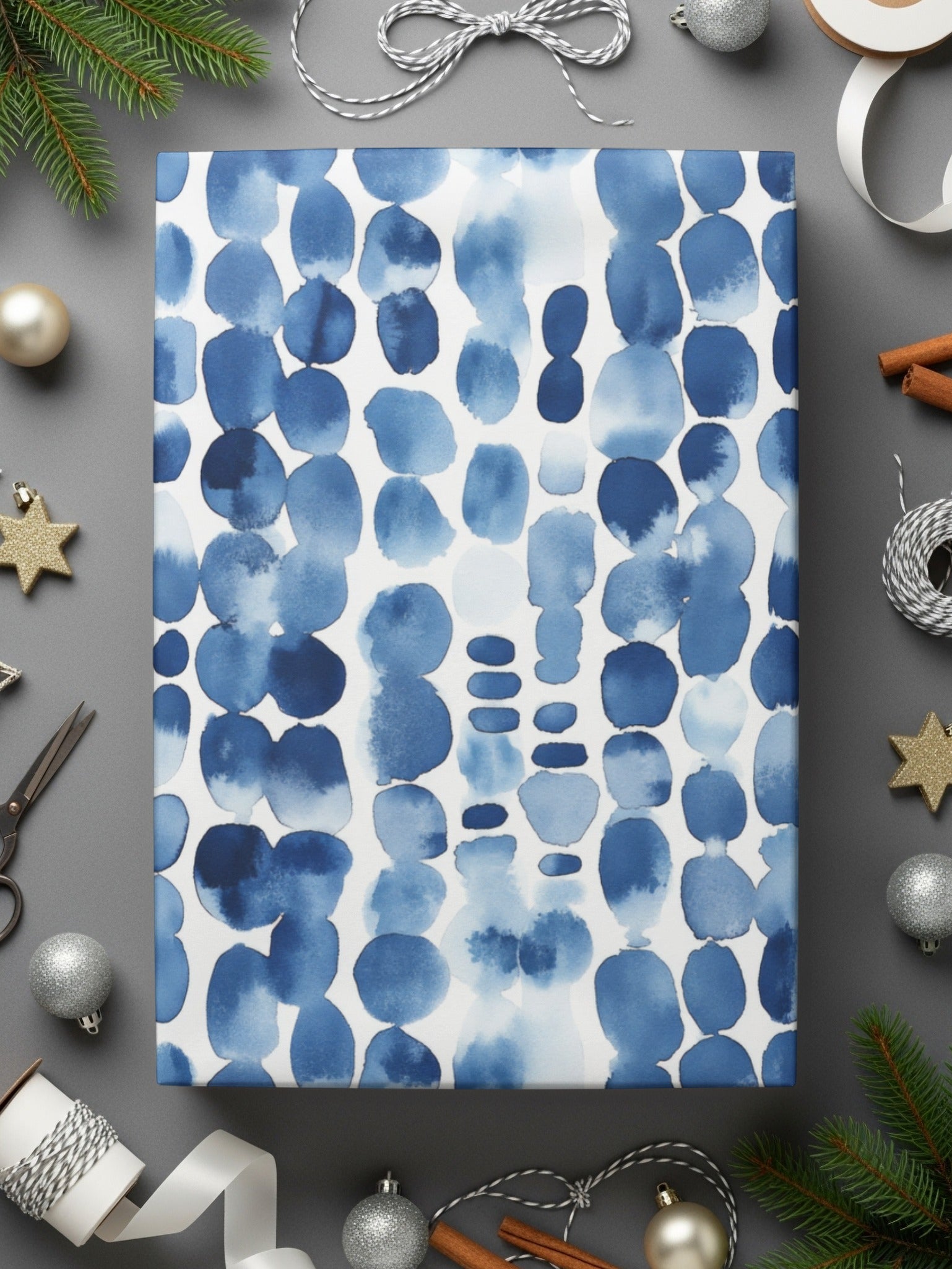 Blue Shibori Indigo Ink, Seamless Watercolor Geometric Pattern, Digital Paper, Fabric Design, Scrapbooking, Backgrounds, Graphic Design - Moore and Mountain