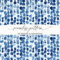 Blue Shibori Indigo Ink, Seamless Watercolor Geometric Pattern, Digital Paper, Fabric Design, Scrapbooking, Backgrounds, Graphic Design - Moore and Mountain