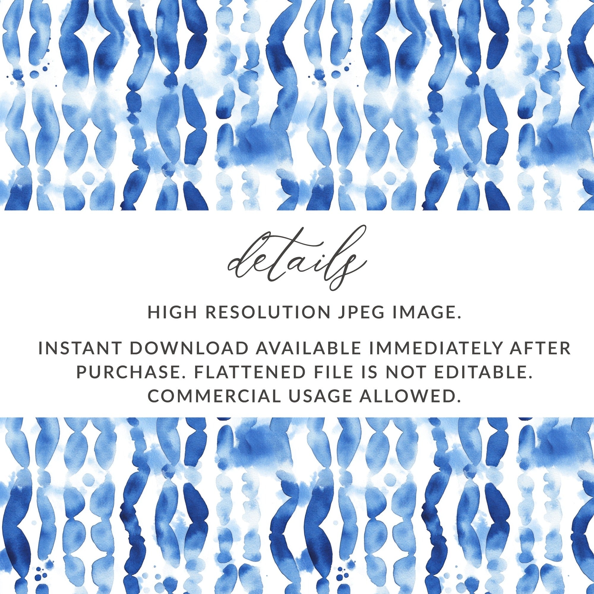 Blue Shibori Seamless Watercolor Geometric Pattern Digital, Indigo Ink Texture, Fabric Design, Scrapbooking Paper, Digital Background - Moore and Mountain