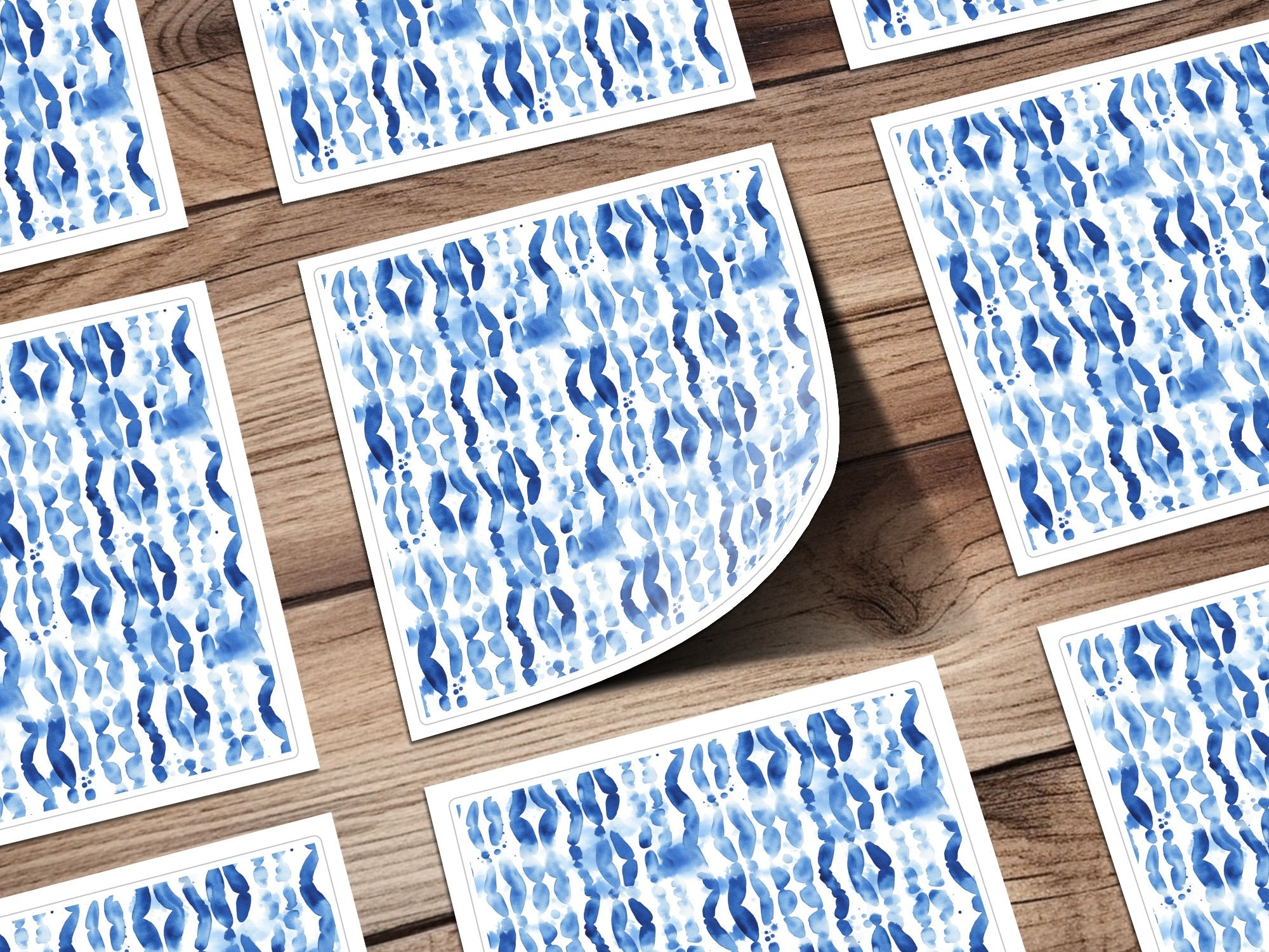 Blue Shibori Seamless Watercolor Geometric Pattern Digital, Indigo Ink Texture, Fabric Design, Scrapbooking Paper, Digital Background - Moore and Mountain