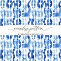 Blue Shibori Seamless Watercolor Geometric Pattern Digital, Indigo Ink Texture, Fabric Design, Scrapbooking Paper, Digital Background - Moore and Mountain