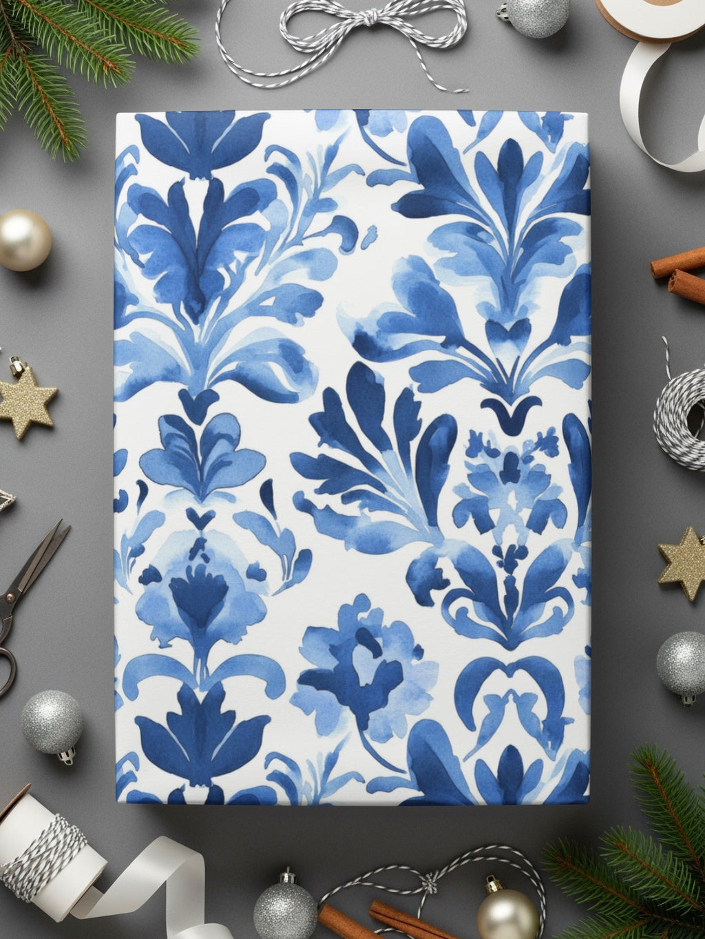 Blue Shibori Seamless Watercolor Geometric Pattern, Indigo Ink Design, Digital Paper, Fabric Print, Scrapbooking Paper - Moore and Mountain