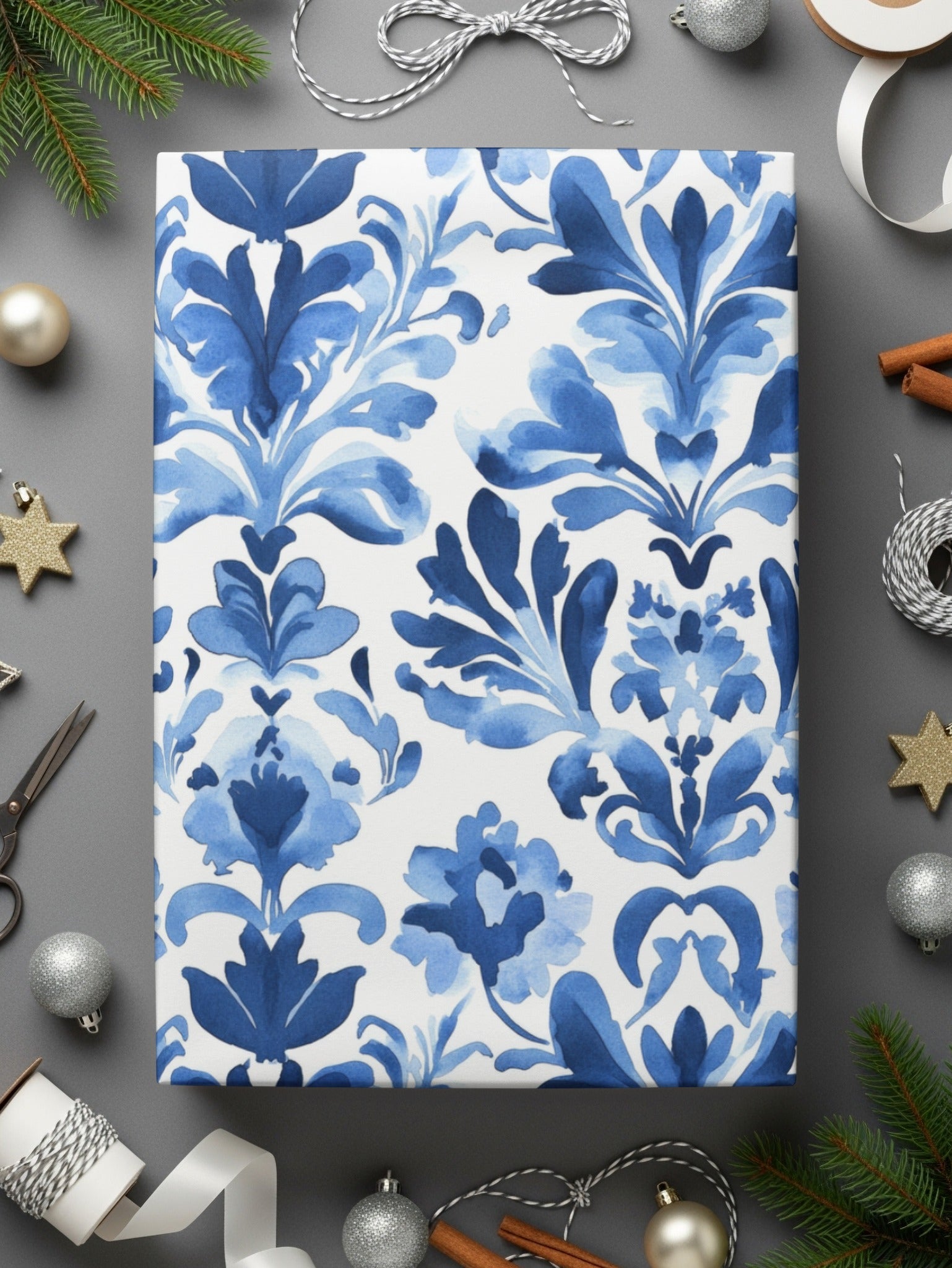 Blue Shibori Seamless Watercolor Geometric Pattern, Indigo Ink Design, Digital Paper, Fabric Print, Scrapbooking Paper - Moore and Mountain