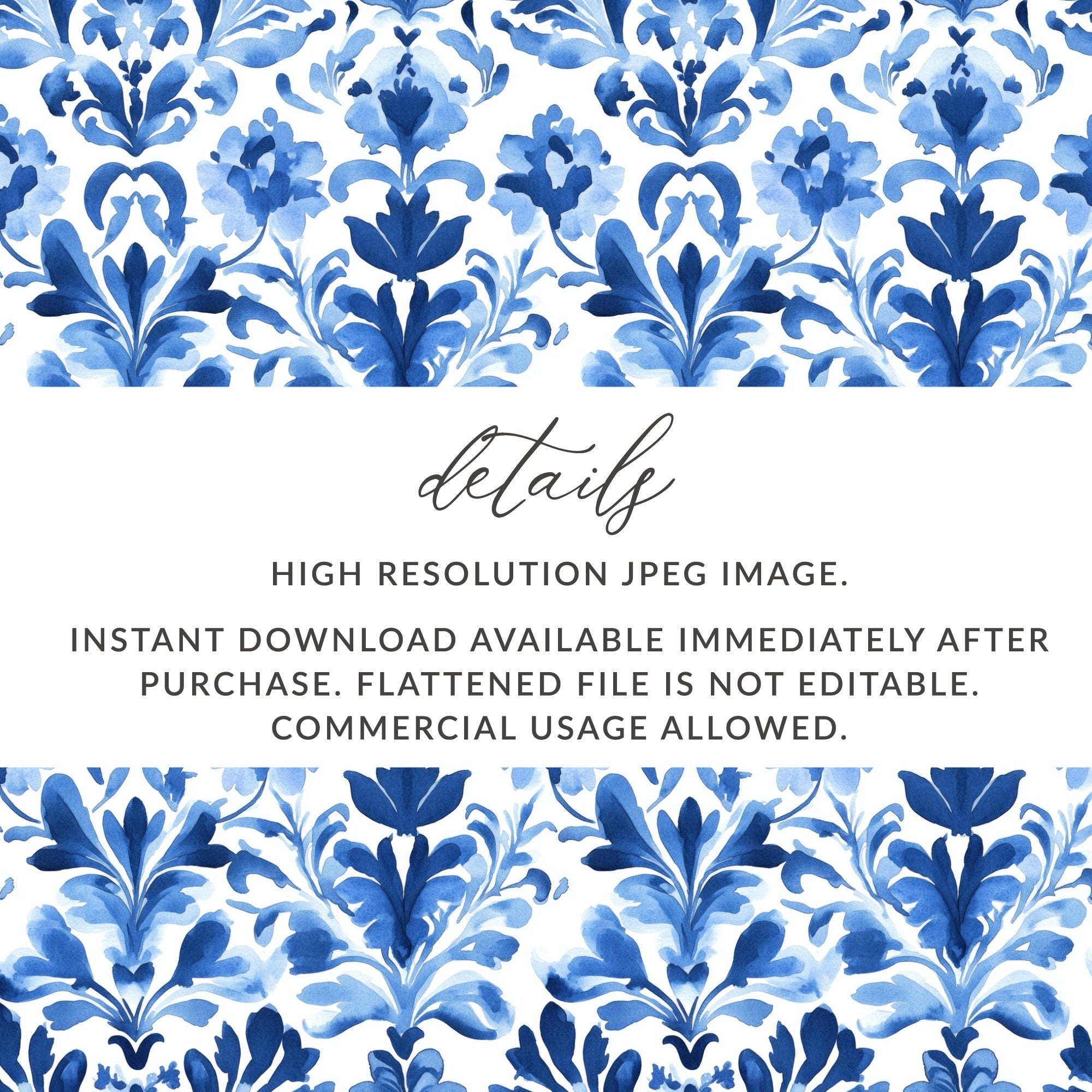 Blue Shibori Seamless Watercolor Geometric Pattern, Indigo Ink Design, Digital Paper, Fabric Print, Scrapbooking Paper - Moore and Mountain