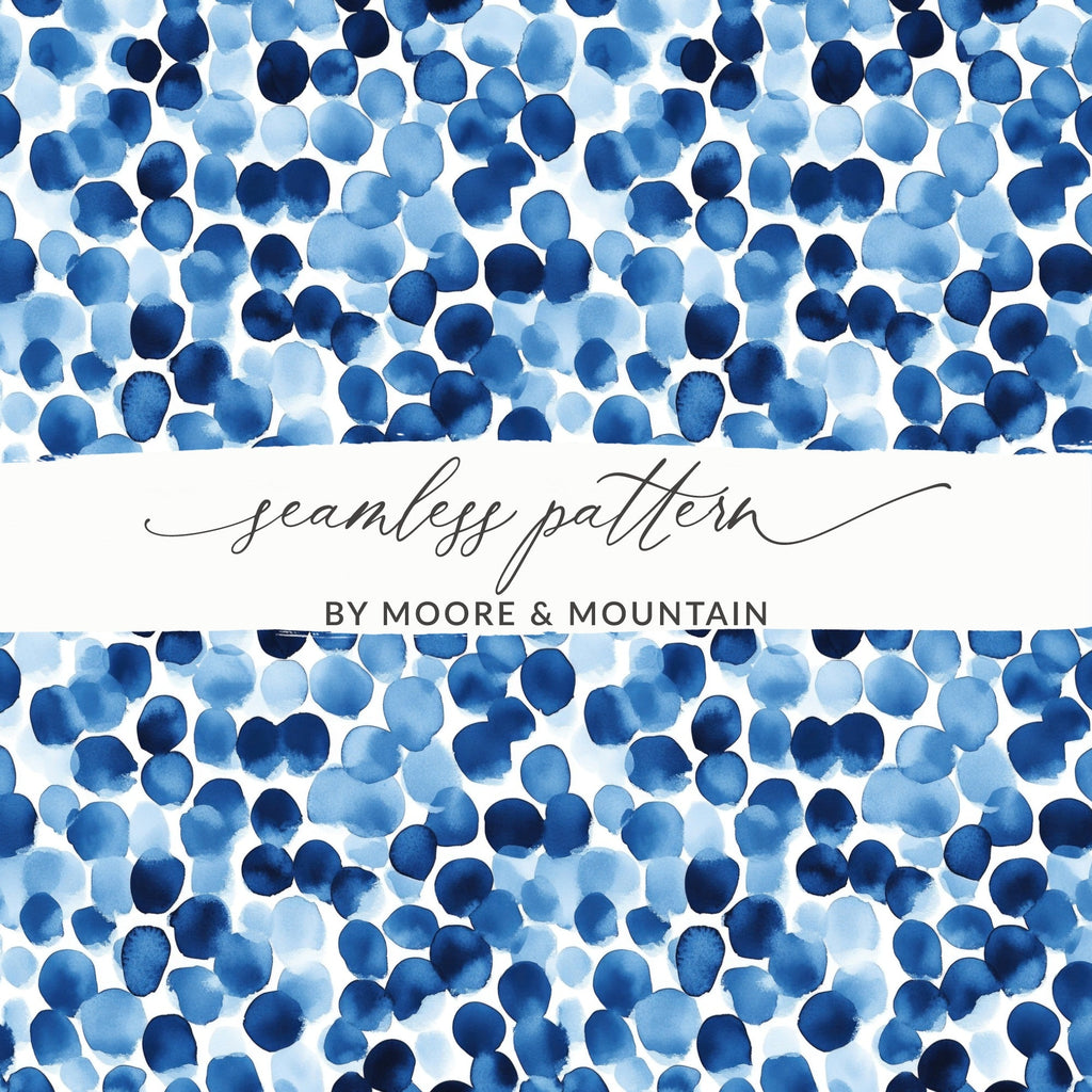 Blue Shibori Seamless Watercolor Geometric Pattern, Indigo Ink Digital Paper, Abstract Blue Texture, Navy Fabric Design, Trendy Print - Moore and Mountain