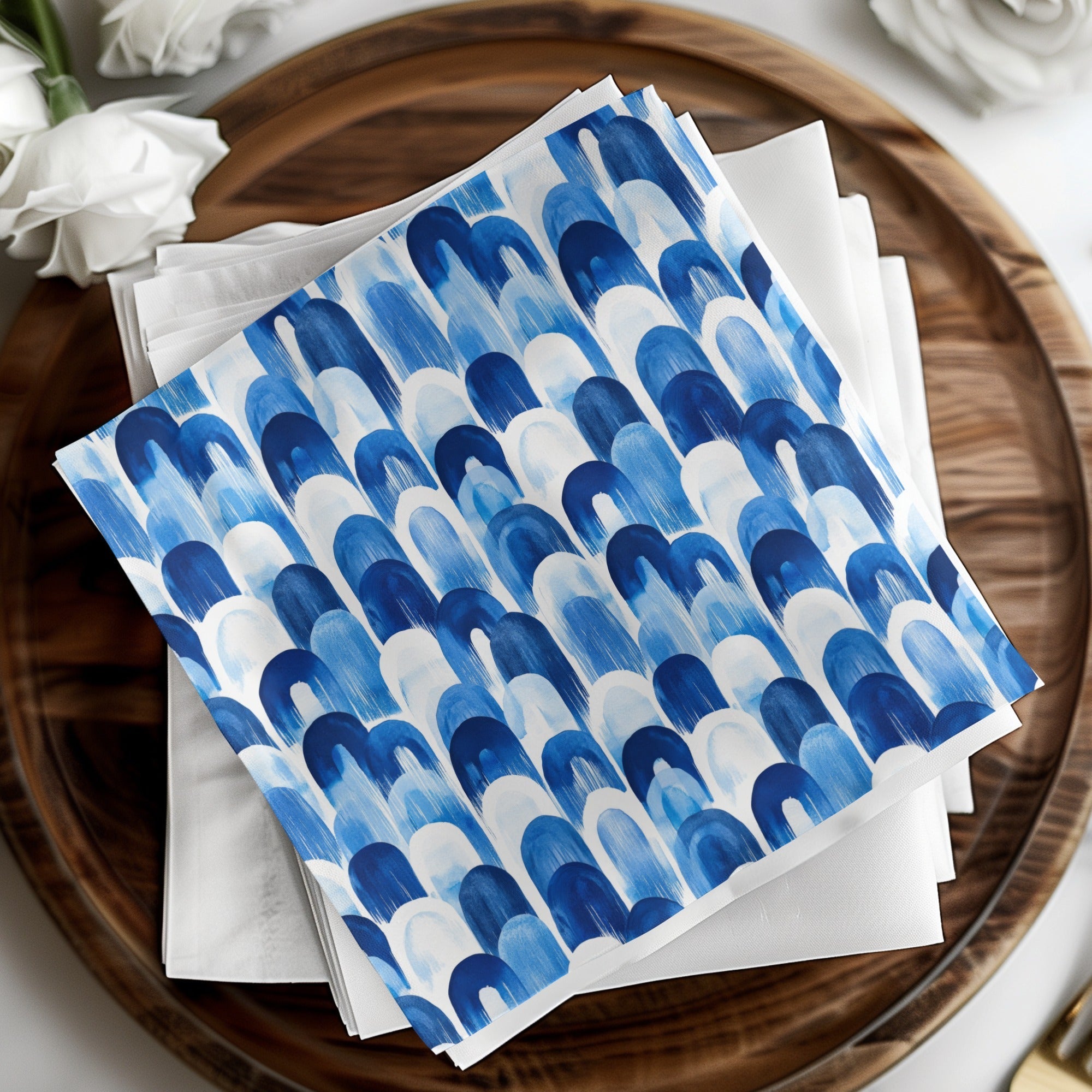 Blue Shibori Seamless Watercolor Geometric Pattern, Indigo Ink Digital Paper, Abstract Design, Textile Print, Scrapbooking, DIY Crafts - Moore and Mountain