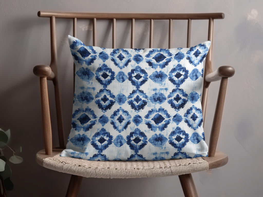 Blue Shibori Seamless Watercolor Geometric Pattern, Indigo Ink Digital Paper, Abstract Dyed Repeat Print, Modern Fabric Design - Moore and Mountain